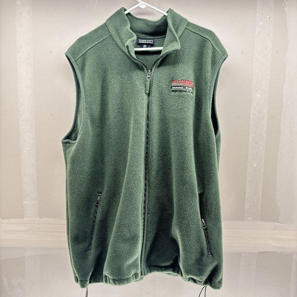 Lands End Full‎ Zip Fleece Vest Sleeveless Jacket with Embroidery Big 2XL 50-52